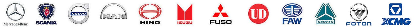 แบรนด์อะไหล่: Mercedes-Benz, Scania, Volvo, MAN, Hino, Isuzu, Fuso, UD, FAW, CNHTC, Foton, XCMG